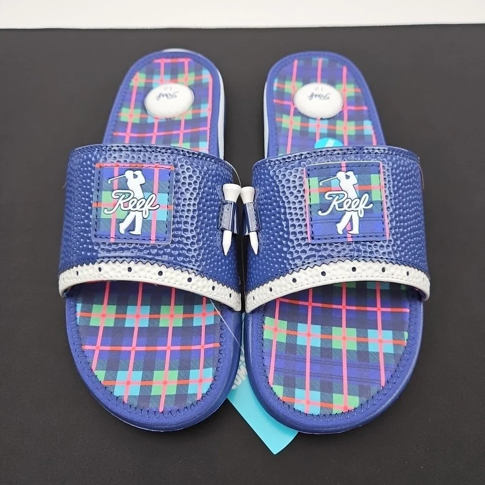 Reef Mulligan Slides Scottish‎ Waters 2 Men's Size 12 New Limited Drop